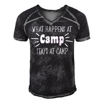 What Happens At Camp Stays Shirt Funny Men Women Camping Men's Short Sleeve V-neck 3D Print Retro Tshirt - Monsterry UK