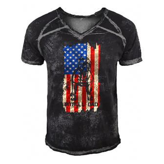 Womens American Flag Pitbull Dad Cool Dog Daddy Patriot 4Th July V-Neck Men's Short Sleeve V-neck 3D Print Retro Tshirt | Mazezy