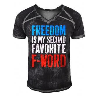 Womens Freedom Is My Second Favorite F-Word 4Th Of July V-Neck Men's Short Sleeve V-neck 3D Print Retro Tshirt | Mazezy