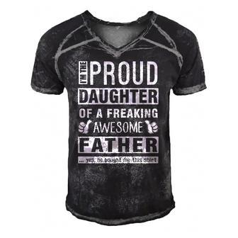 Womens Im The Proud Daughter Of A Freaking Awesome Father Men's Short Sleeve V-neck 3D Print Retro Tshirt | Mazezy