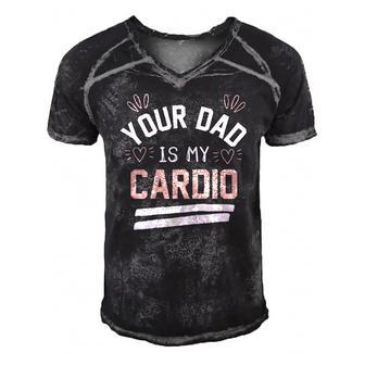 Womens Your Dad Is My Cardio Men's Short Sleeve V-neck 3D Print Retro Tshirt | Mazezy
