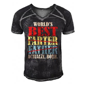 Worlds Best Farter Father Actually Both Happy Fathers Day Men's Short Sleeve V-neck 3D Print Retro Tshirt | Mazezy