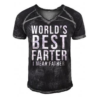 Worlds Best Farter I Mean Father Funny Fathers Day Husband Fathers Day Gif Men's Short Sleeve V-neck 3D Print Retro Tshirt | Mazezy