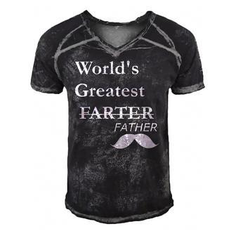 Worlds Greatest Farter-Funny Fathers Day Gift For Dad Men's Short Sleeve V-neck 3D Print Retro Tshirt | Mazezy