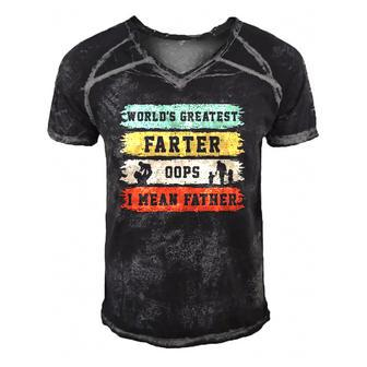 Worlds Greatest Farter Oops I Mean Father Funny Fathers Day Fun Men's Short Sleeve V-neck 3D Print Retro Tshirt | Mazezy