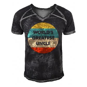 Worlds Greatest Uncle Family Member Men's Short Sleeve V-neck 3D Print Retro Tshirt | Mazezy
