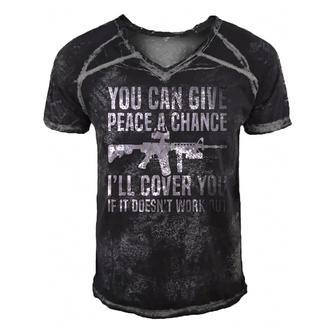 You Can Give Peace A Chance Ill Cover You Men's Short Sleeve V-neck 3D Print Retro Tshirt | Mazezy