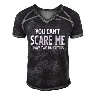 You Cant Scare Me I Have Two Daughters Funny Dad Men's Short Sleeve V-neck 3D Print Retro Tshirt | Mazezy