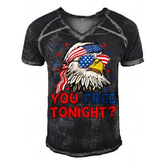 You Free Tonight Bald Eagle Mullet American Flag 4Th Of July Men's Short Sleeve V-neck 3D Print Retro Tshirt | Mazezy