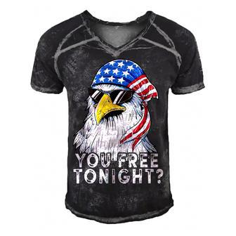 You Free Tonight Eagle American Flag 4Th Of July Sunglasses Men's Short Sleeve V-neck 3D Print Retro Tshirt - Seseable