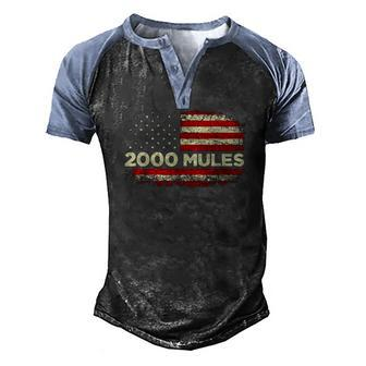 2000 Mules Pro Trump 2024 American Flag Men's Henley Raglan T-Shirt | Mazezy