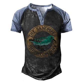 Front & Back Harbor And Hunting Islands Sc Map Gift  Men's Henley Shirt Raglan Sleeve 3D Print T-shirt