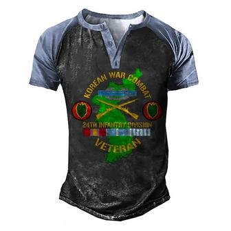 24Th Infantry Division 24Th Id Korean War Combat Veteran Men's Henley Shirt Raglan Sleeve 3D Print T-shirt - Seseable