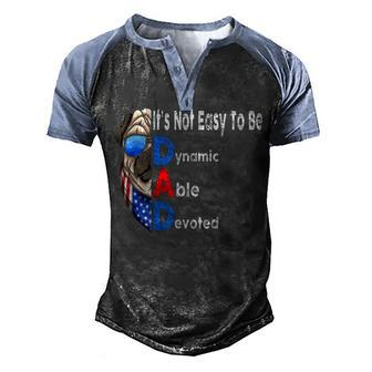 4Th Of July Usa American Flag Pug Patriotic Dad Gift Men's Henley Shirt Raglan Sleeve 3D Print T-shirt - Seseable