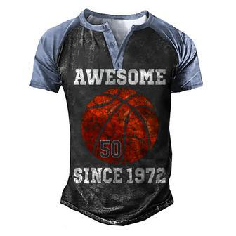 50Th Birthday Basketball Player 50 Years Old Vintage Retro Men's Henley Shirt Raglan Sleeve 3D Print T-shirt - Seseable