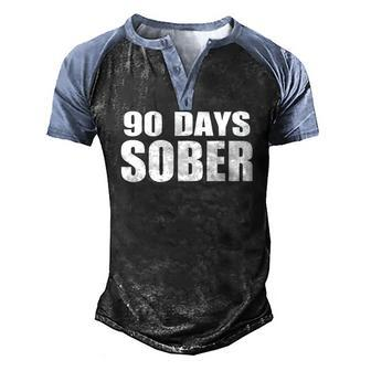 90 Days Sober 3 Months Sobriety Accomplishment Men's Henley Raglan T-Shirt | Mazezy