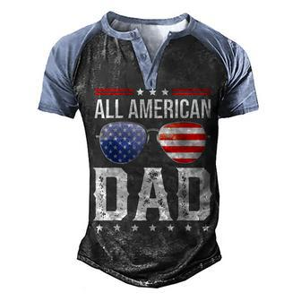 All American Dad 4Th Of July Us Patriotic Pride V2 Men's Henley Shirt Raglan Sleeve 3D Print T-shirt - Seseable
