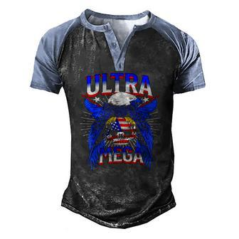 America Eagle Skull Ultra Mega The Great Maga King Ultra Mega Patriot Men's Henley Raglan T-Shirt | Mazezy