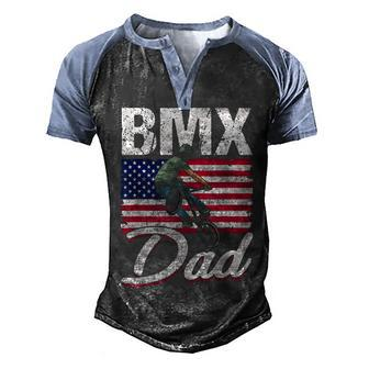 American Flag Bmx Dad Fathers Day Funny 4Th Of July Men's Henley Shirt Raglan Sleeve 3D Print T-shirt - Seseable