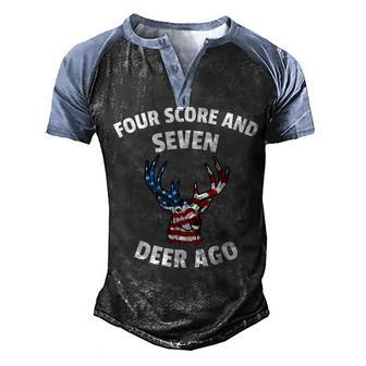 American Flag Deer 4Th Of July - Seven Deer Ago Men's Henley Shirt Raglan Sleeve 3D Print T-shirt - Seseable
