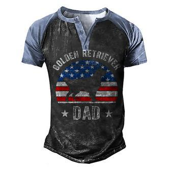 American Flag Golden Retriever Dad 4Th Of July Fathers Day Men's Henley Shirt Raglan Sleeve 3D Print T-shirt - Seseable