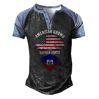 American Grown With Haitian Roots Usa Haiti Flag Men's Henley Raglan T-Shirt | Mazezy