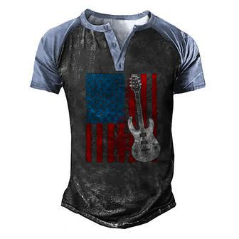 American Pride Guitar Player Guitar Men's Henley Raglan T-Shirt | Mazezy