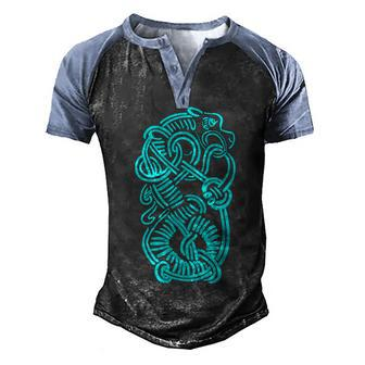 Ancient Viking Dragon Amulet For Nordic Lore Lovers V3 Men's Henley Shirt Raglan Sleeve 3D Print T-shirt - Seseable