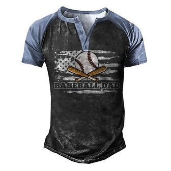 Baseball Dad American Flag 4Th Of July Baseball Player Men's Henley Shirt Raglan Sleeve 3D Print T-shirt - Seseable