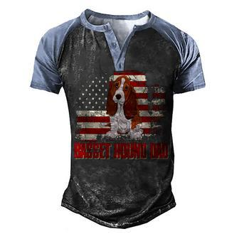 Basset Hound Dad American Flag 4Th Of July Dog Lovers Men's Henley Shirt Raglan Sleeve 3D Print T-shirt - Seseable