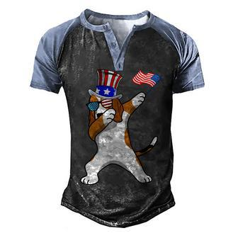 Beagle Dabbing Dog Dad 4Th Of July Men's Henley Shirt Raglan Sleeve 3D Print T-shirt - Seseable