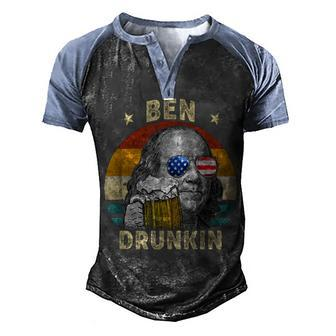 Ben Drankin Drunking Funny 4Th Of July Beer Men Woman V2 Men's Henley Shirt Raglan Sleeve 3D Print T-shirt - Seseable