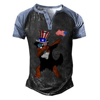 Bernese Mountain Dog Dabbing Dog Dad 4Th Of July Men's Henley Shirt Raglan Sleeve 3D Print T-shirt - Seseable