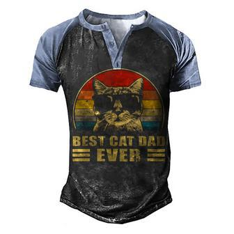 Best Cat Dad Ever Bump Fit Fathers Day Daddy For Men Men's Henley Raglan T-Shirt | Mazezy