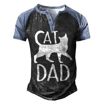 Best Cat Dad Fathers Day Kitty Daddy Papa Christmas V3 Men's Henley Shirt Raglan Sleeve 3D Print T-shirt - Seseable