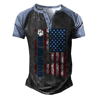 Best Dog Dad Ever | Cute Fathers Day Funny 4Th Of July Gift Men's Henley Shirt Raglan Sleeve 3D Print T-shirt - Seseable
