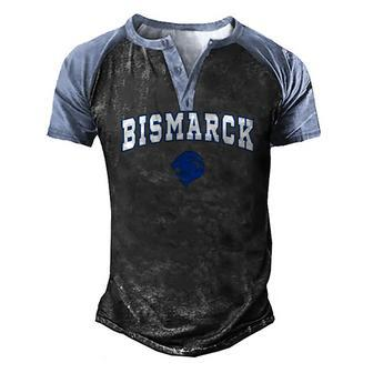 Bismarck High School Lions C2 College Sports Men's Henley Raglan T-Shirt | Mazezy