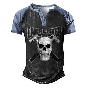 Carpenter Skull And Hammers Men's Henley Shirt Raglan Sleeve 3D Print T-shirt - Seseable