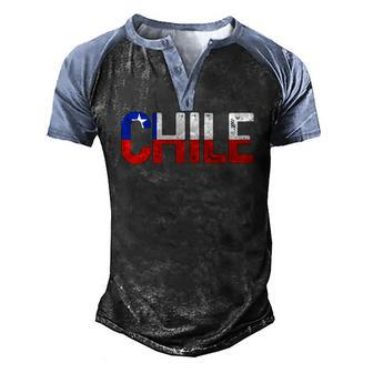 Chile Chilean Flag Vintage Pride Men's Henley Raglan T-Shirt | Mazezy