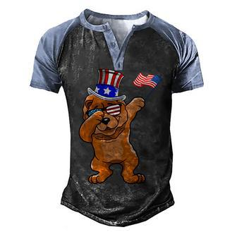 Chow Chow Dabbing Dog Dad 4Th Of July Men's Henley Shirt Raglan Sleeve 3D Print T-shirt - Seseable