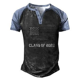 Class Of 2022 Graduation Senior College American Flag Men's Henley Raglan T-Shirt | Mazezy