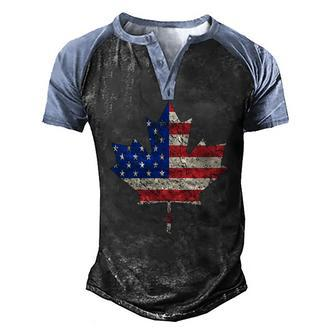 Combined American Canadian Flag Usa Canada Maple Leaf Men's Henley Raglan T-Shirt | Mazezy