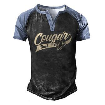 Cougar Bait Mountain Lion Men's Henley Raglan T-Shirt | Mazezy