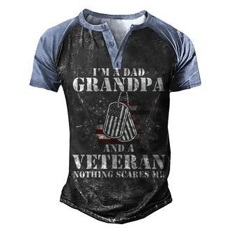I Am A Dad Grandpa Veteran Fathers Day Men's Henley Raglan T-Shirt | Mazezy