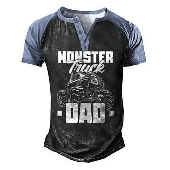 Dads Love Monster Trucks Too Fathers Day Monster Truck Men's Henley Raglan T-Shirt | Mazezy