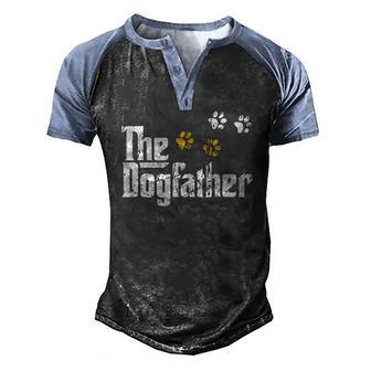 The Dogfather Dad Fathers Day Cute Idea Men's Henley Raglan T-Shirt | Mazezy