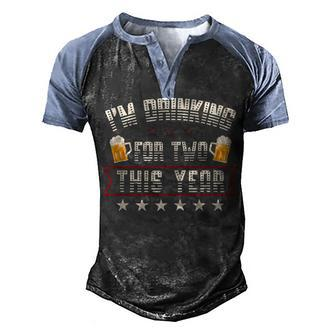 Drinking For Two 4Th Of July Pregnancy Announcement Men's Henley Shirt Raglan Sleeve 3D Print T-shirt - Seseable