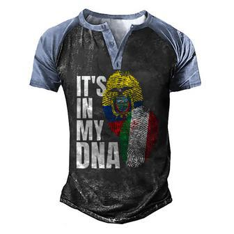 Ecuadorian And Italian Mix Dna Flag Heritage Men's Henley Raglan T-Shirt | Mazezy