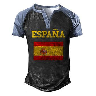 Espana Spain Spanish Flag Espanol Spanish Roots Tourist Men's Henley Raglan T-Shirt | Mazezy