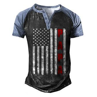 Mens Fathers Day Best Dad Ever Usa American Flag Men's Henley Raglan T-Shirt | Mazezy